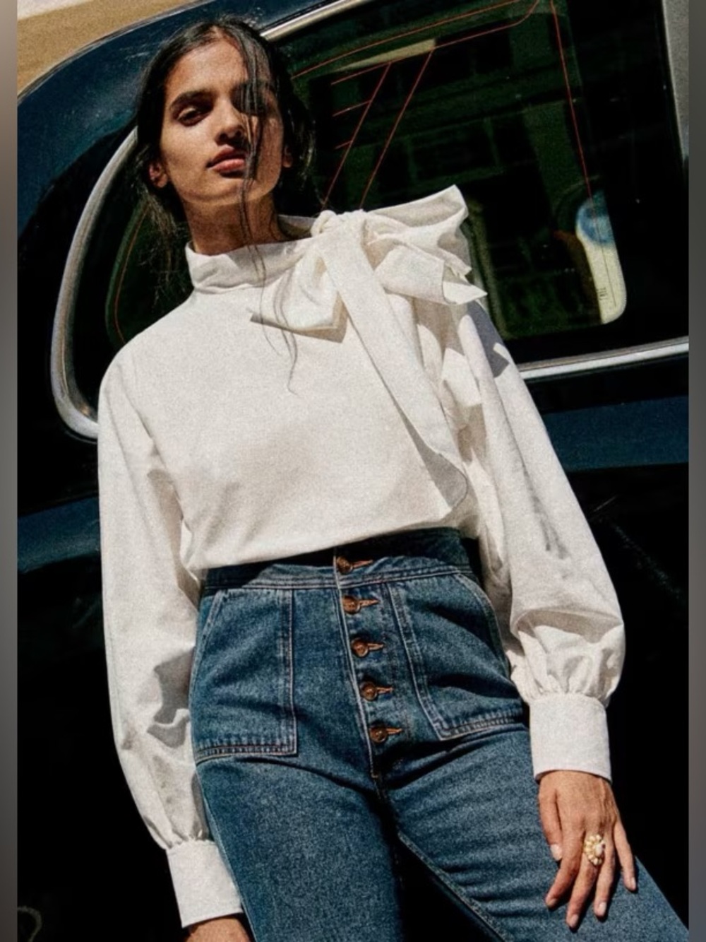 Sezane ELYES BLOUSE in Ecru size 34 ( US 2)